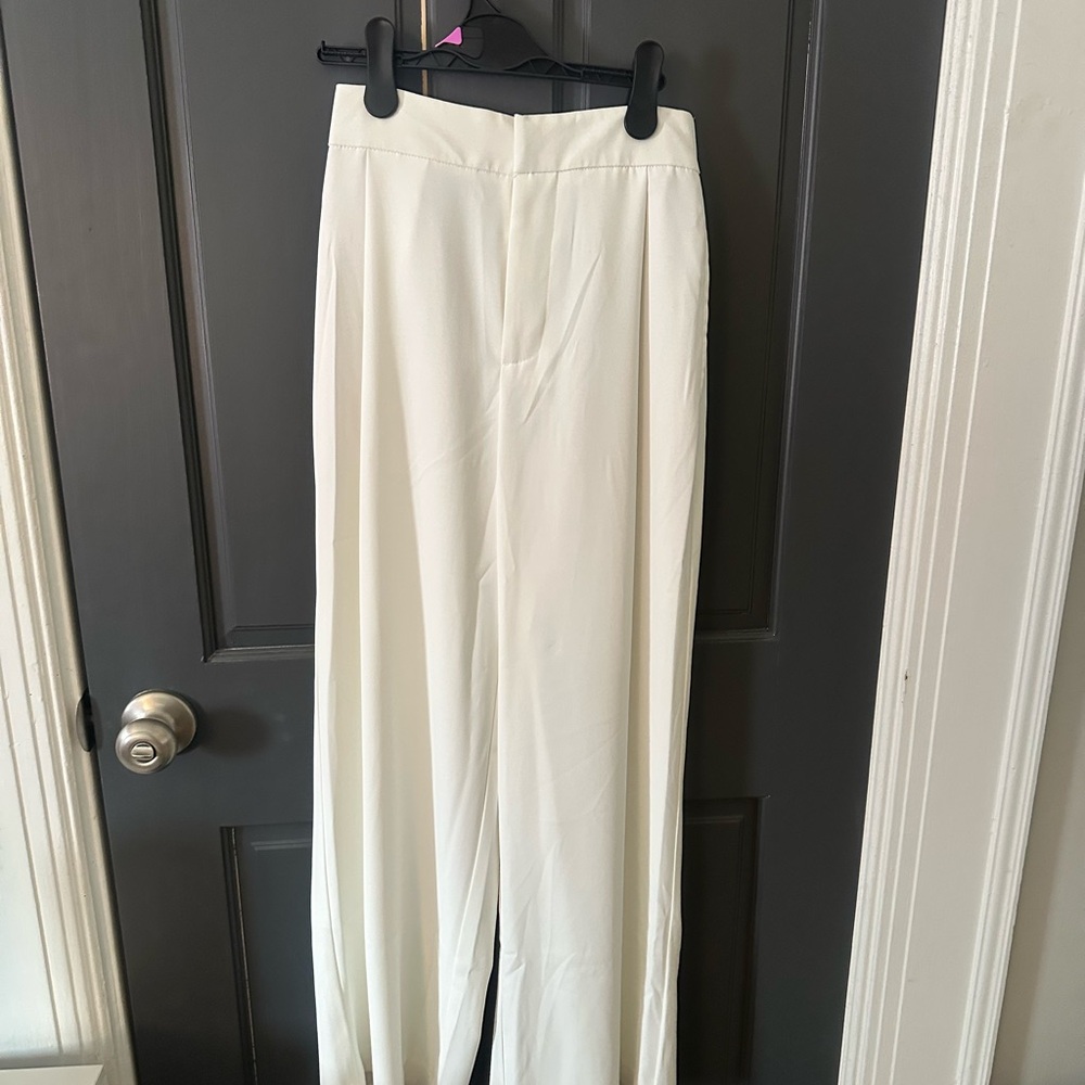 Stradivarius Cream Wide Leg Pants
